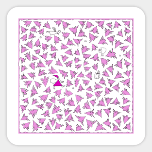 Pink Christmas trees with Santa Claus Sticker